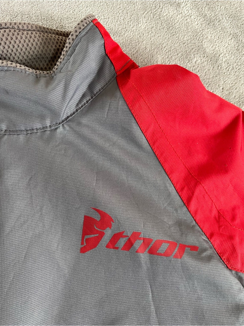 Thor Ride Motorcycle Pack Jacket Shell Gray Red Mens Large Performance Outerwear - Picture 3 of 16